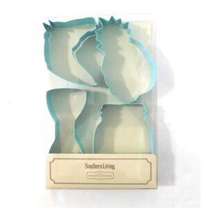 Southern Living Cookie Cutter Set Stainless Steel Horse Pineapple Bowtie Jar NEW